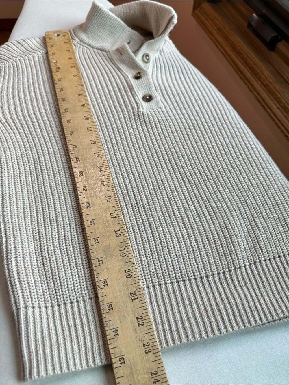 PACT Women’s Luxe Knit Henley Sweater Size S 100% Organic Cotton Beige - Picture 11 of 14